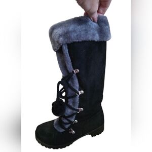 🖤 Women's Black and Gray Winter Boots Sz 8